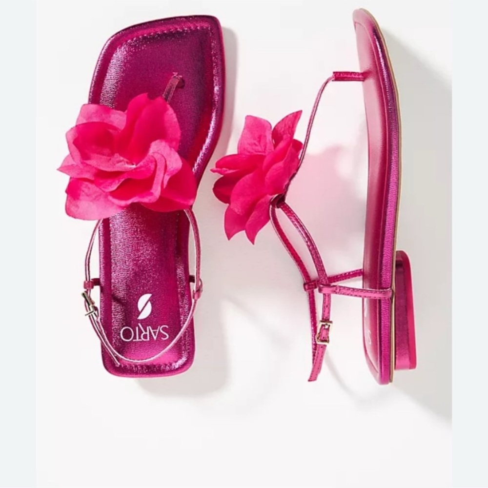 Sarto Pink Sandals with Floral Accent